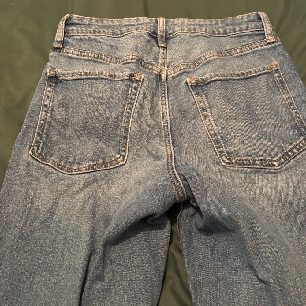 Old Navy Blue Distressed Straight Leg Jeans - Picture 6 of 6